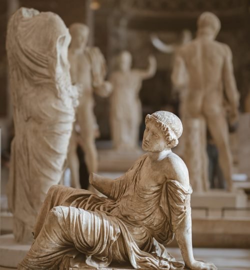 sculpture, stone figure, artwork, art, rock carving, museum, statue, louvre, paris
